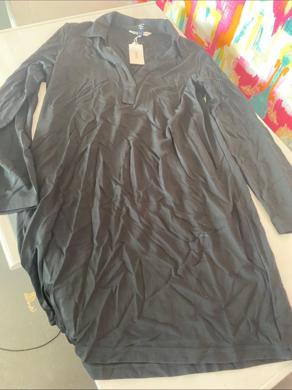 SPANX Black Polo-Style Dress. Size medium. NWT. Rayon/elastane. Great basic.